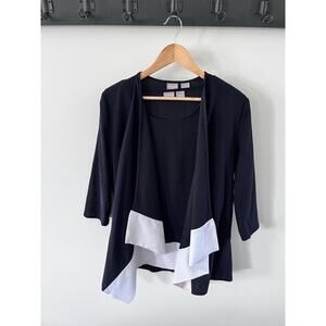 Chicos travelers collection set color blocked cardigan and shell